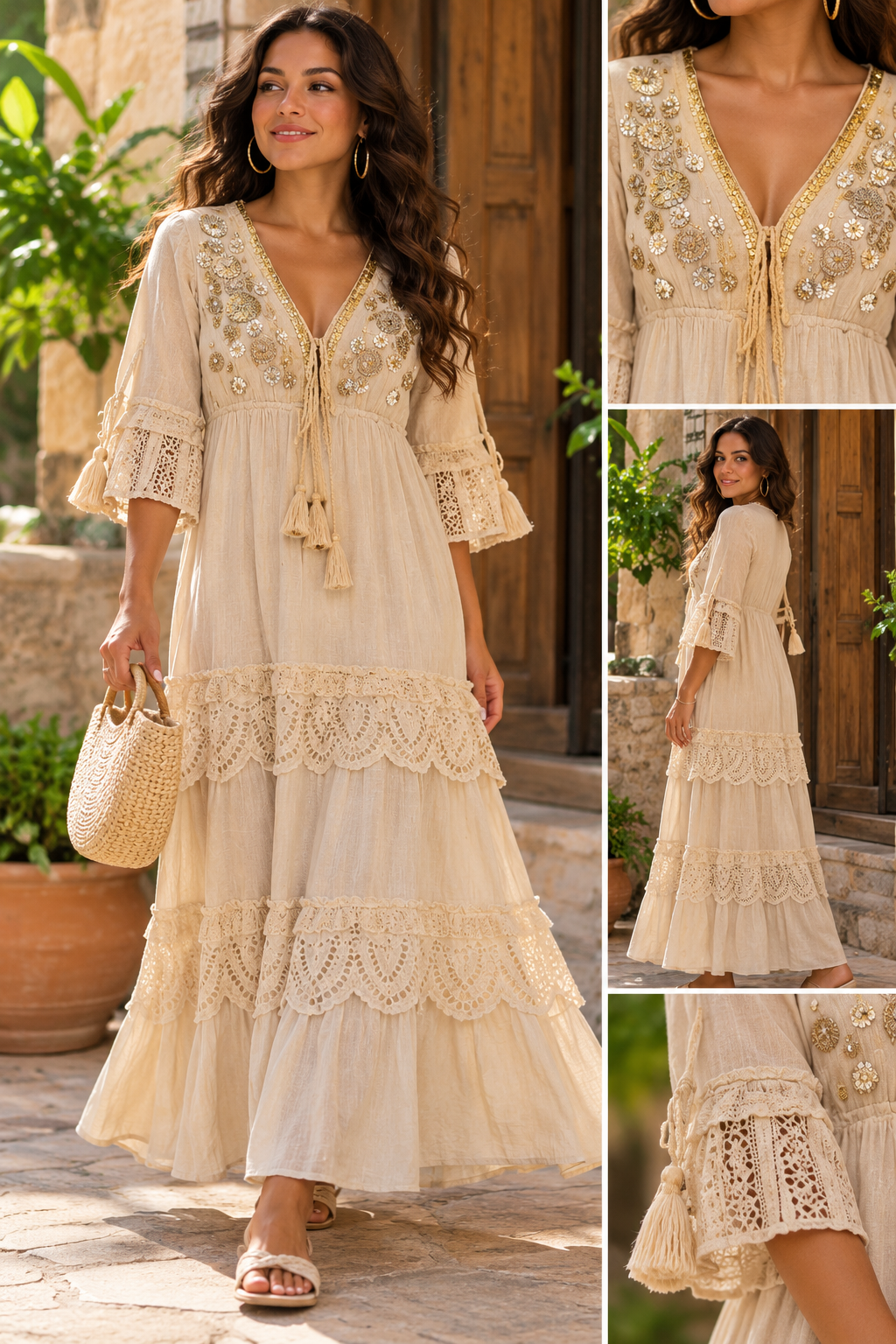 Robe Longue Bohème Brodée ✨