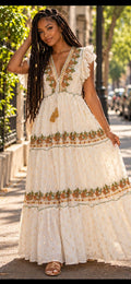 Robe longue bohème brodée