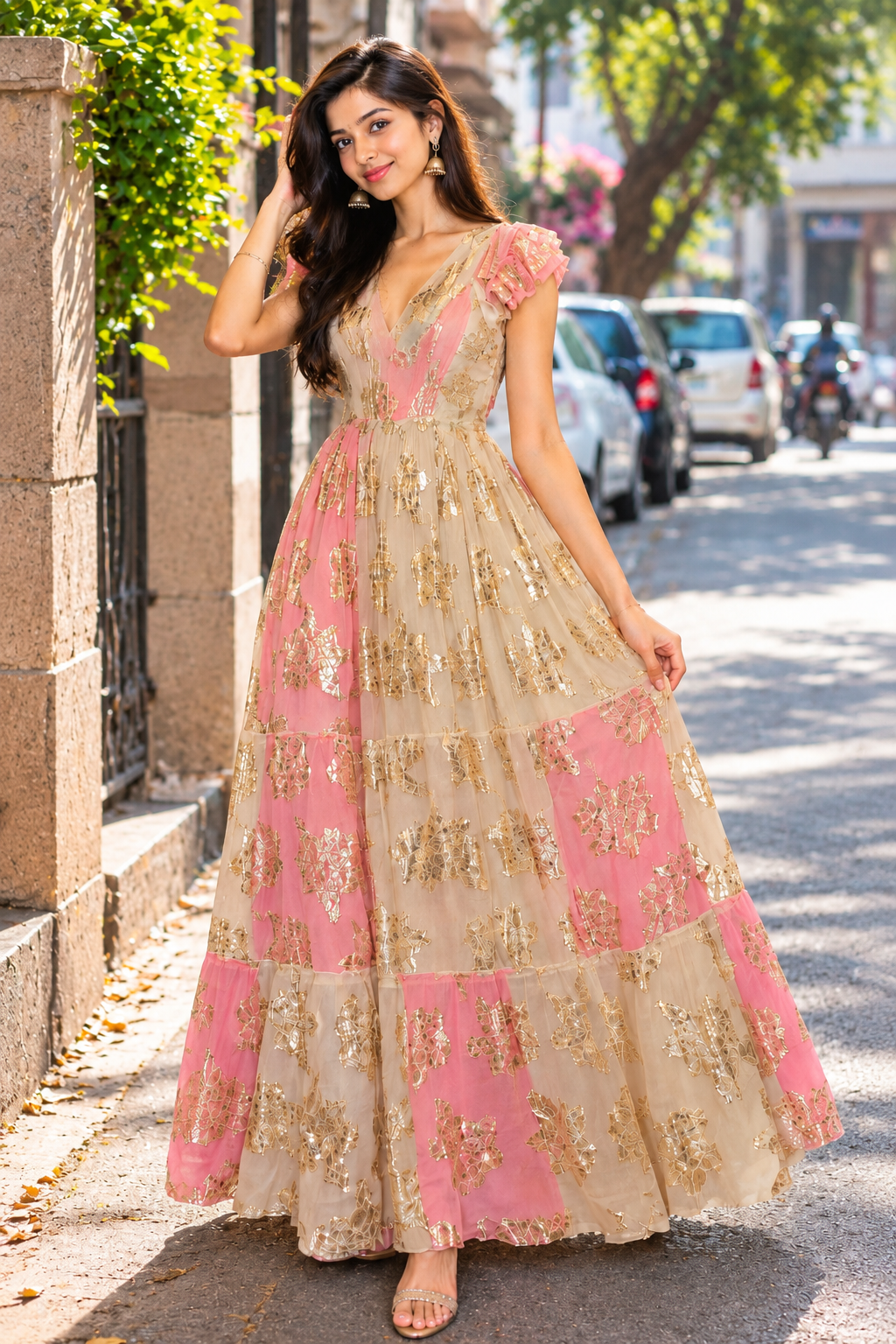 Robe Longue Rose & Dorée