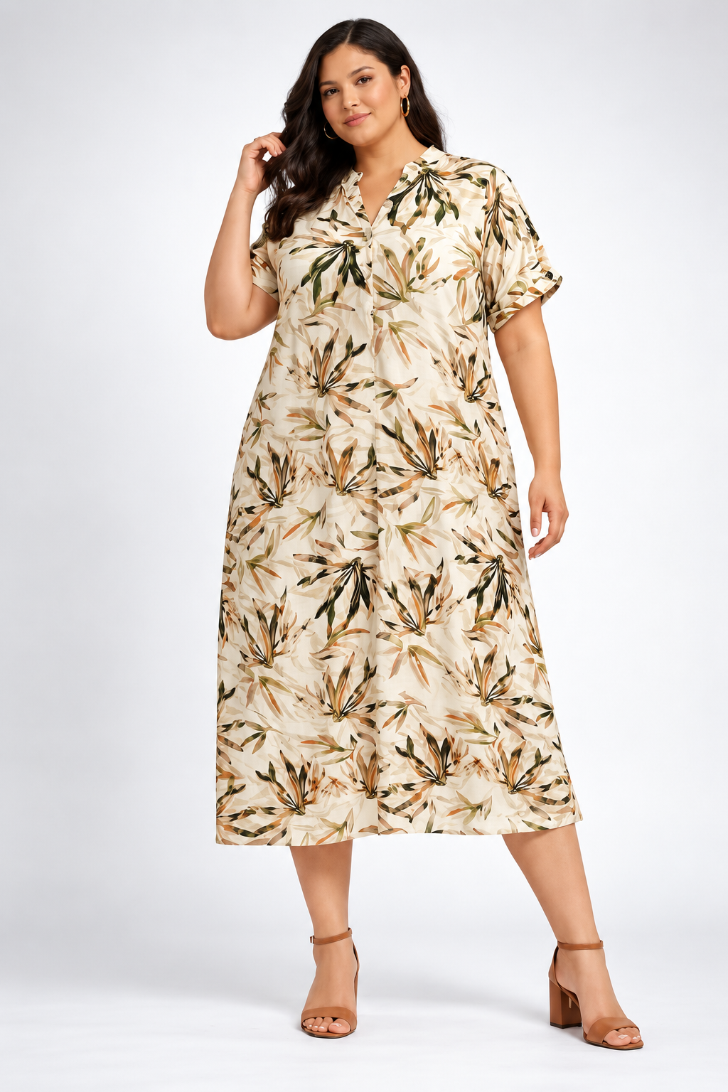 Robe longue imprimé feuillage