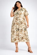 Robe longue imprimé feuillage